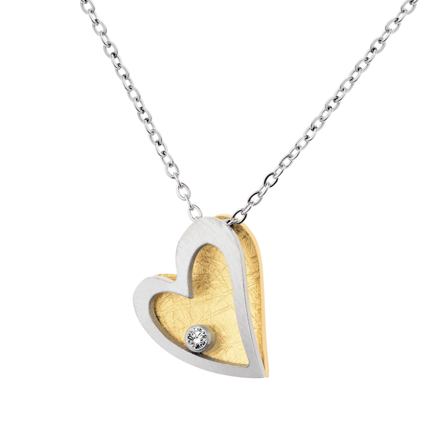 Ernstes Design Kette mit Anhänger aus Edelstahl, Brillant 0,02ct K816